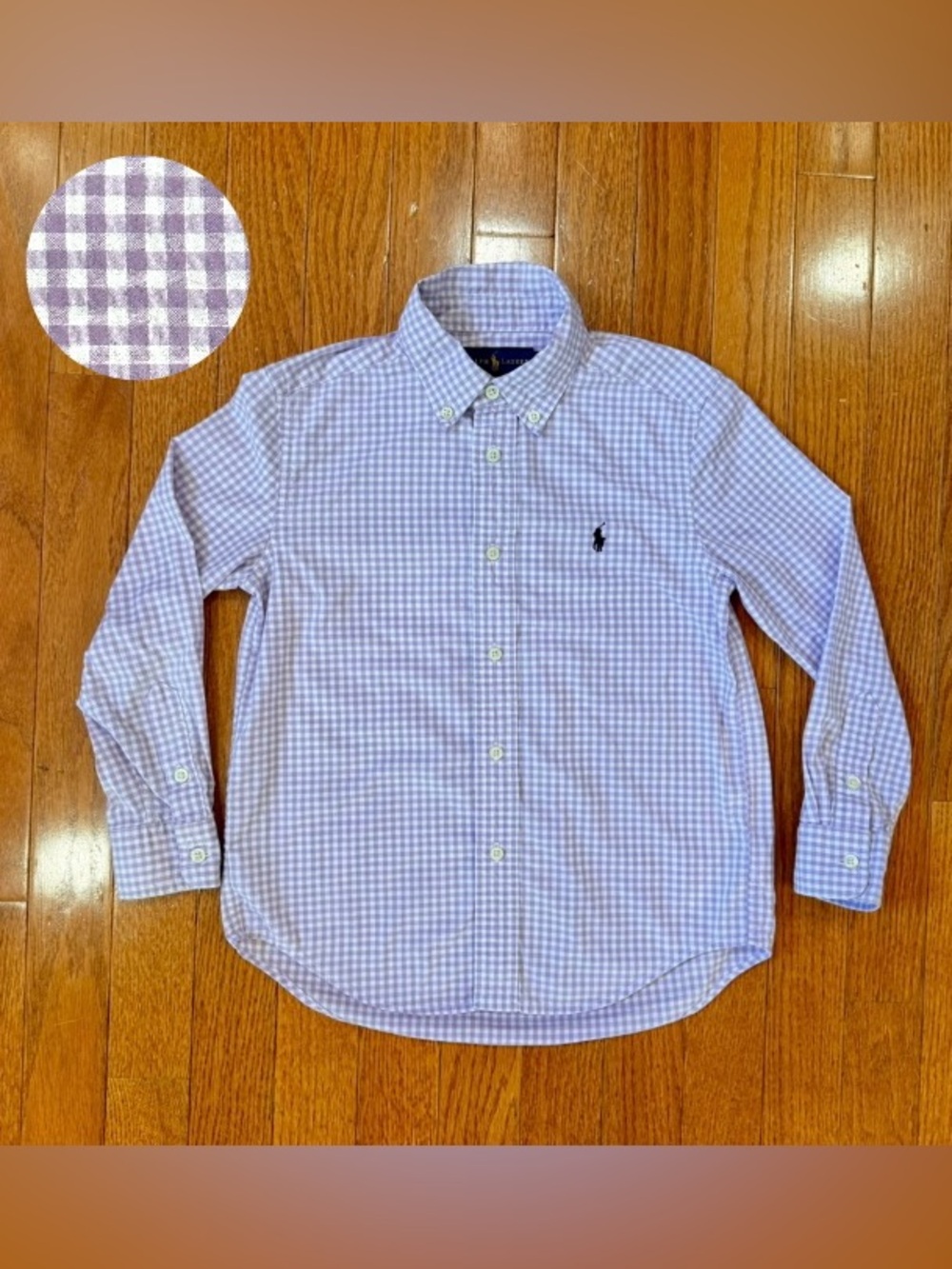 Polo Ralph Lauren Boys 6 Gingham Cotton Button Down Shirt Long Sleeves Collared